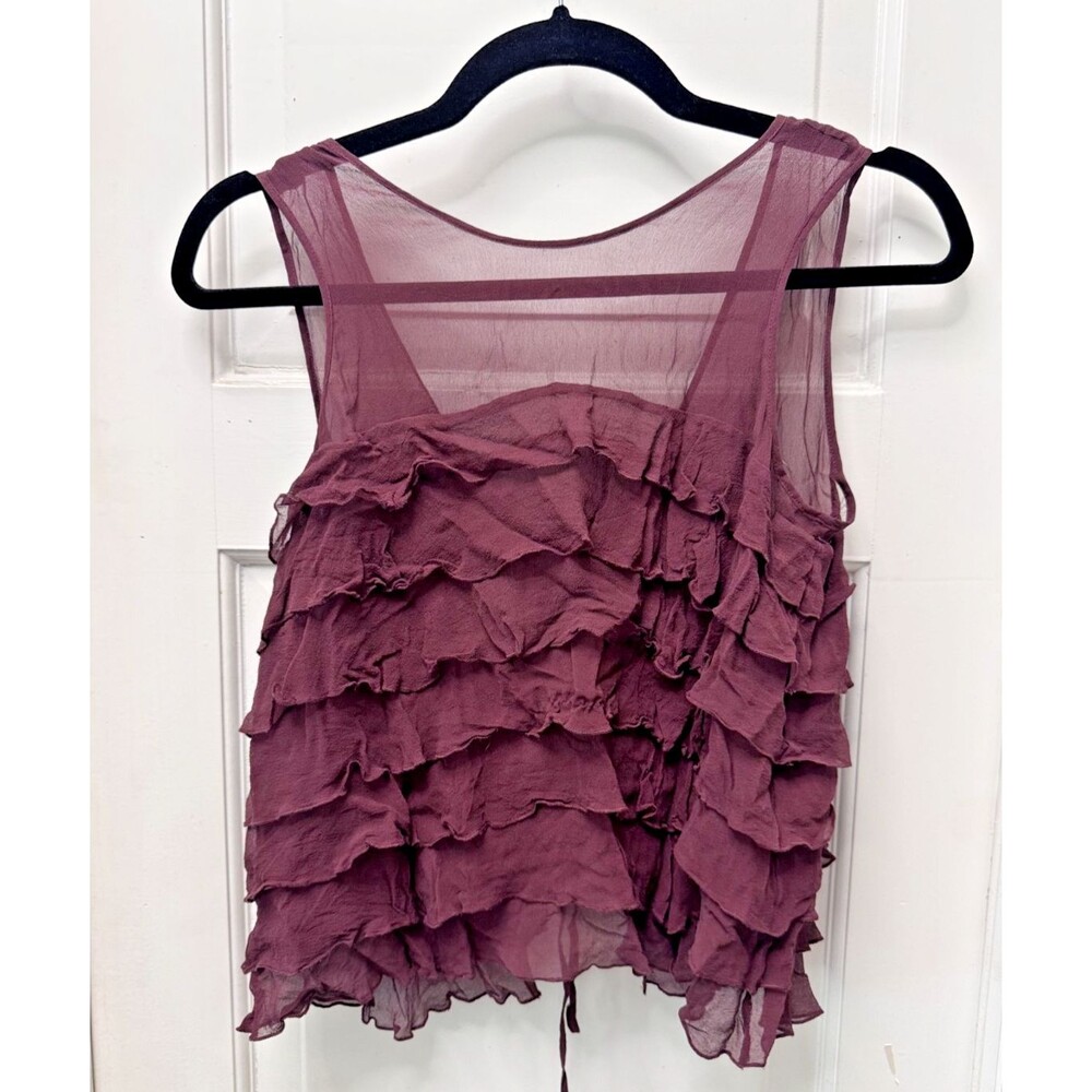 Ruffle Tank 100% Silk Soft Girl Boho Coquette Fairy Dark Romantic Gothic Y2K Sm